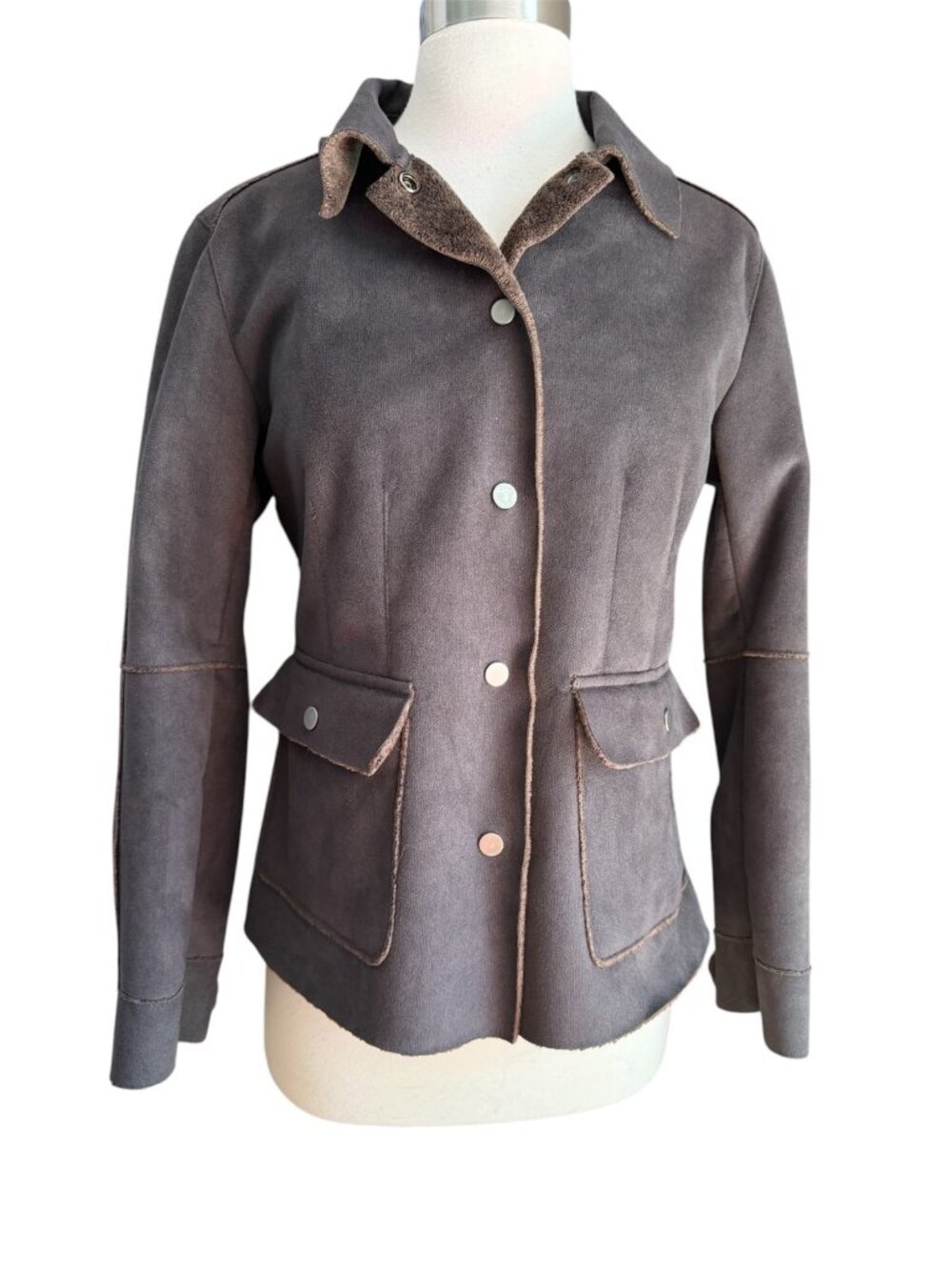 CAbi Jacket Women's size S Brown Faux Fur Lined Penny Lane Western Boho 335 NEW